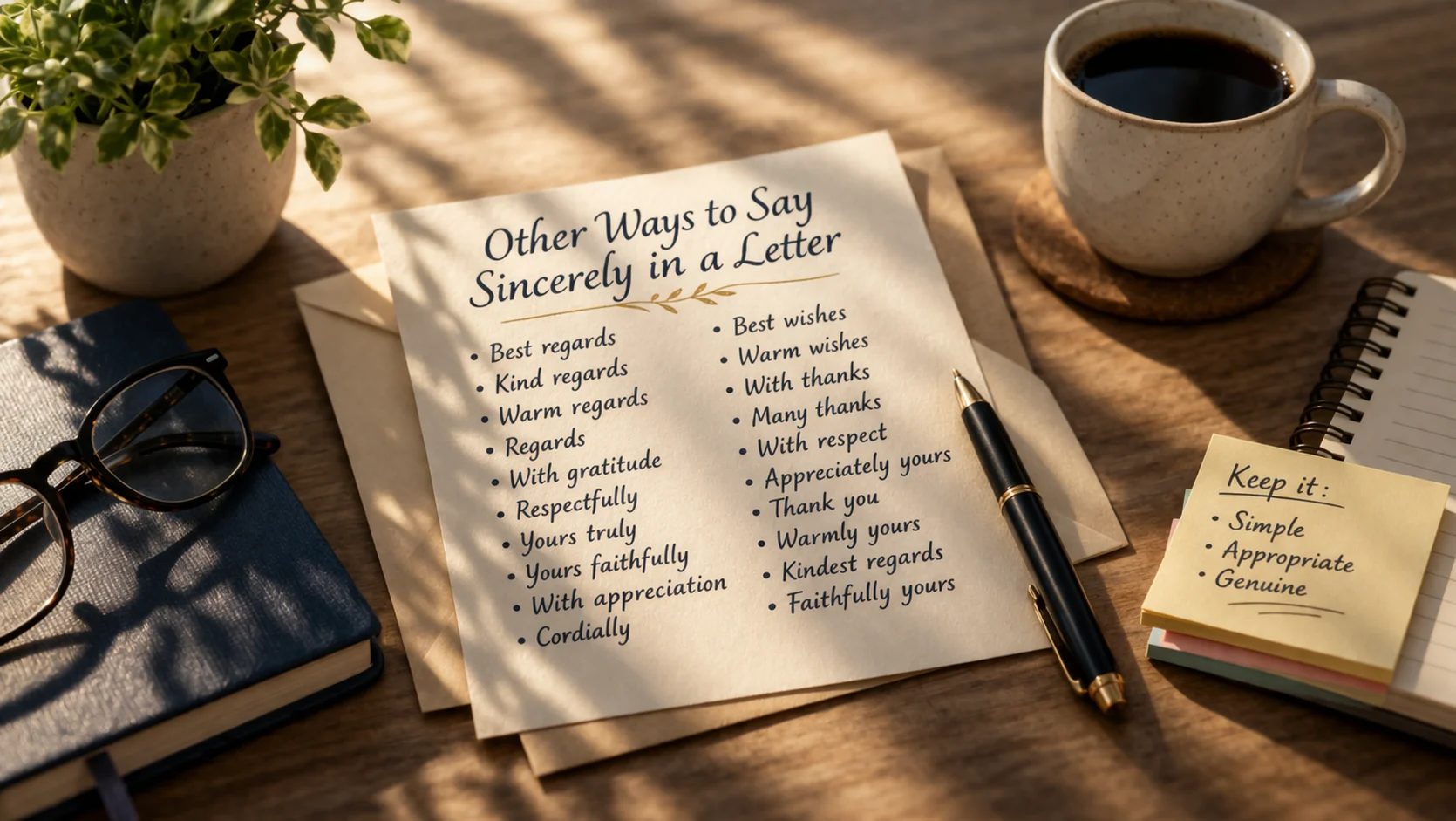 other ways to say sincerely in a letter